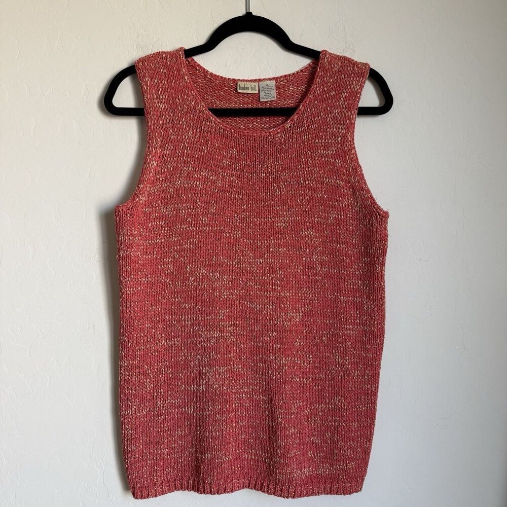 Vintage Linden Hill XL Knit Sweater Tank Sleeveless Marl Coral Mature Casual